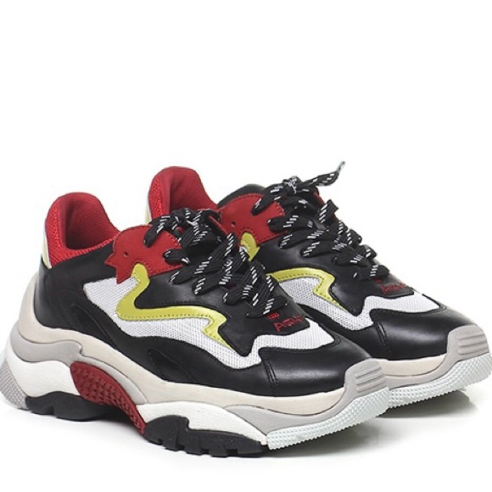ASH Black and Red Platform Dad Sneakers